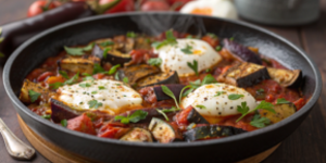 Shakshuka cu vinete picante la cuptorul electric de exterior Woodfire OO101