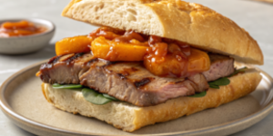 Sandwich cu ceafă de porc și sos de caise coapte la Woodfire OG850 by Andrei Buhlea