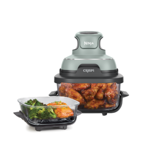 Airfryer portabil CRISPi 4 în 1 FN101, 1700W, 3.8L/1.4L, recipient sticlă, verde Ninja
