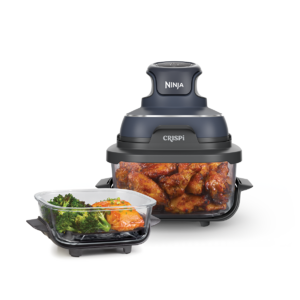 Airfryer portabil CRISPi 4 în 1 FN101, 1700W, 3.8L/1.4L, recipient sticlă, albastru Ninja