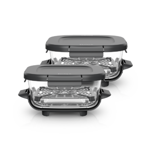 Set vase sticla 1.4L CRISPi CleanCrisp cu capac etans si Crisper Plate Ninja