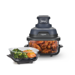 Airfryer portabil CRISPi 4 în 1 FN101, 1700W, 3.8L/1.4L, recipient sticlă, albastru Ninja