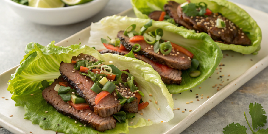 Tacos de vită în foi de salată la grătar electric Foodi AirGrill AG301