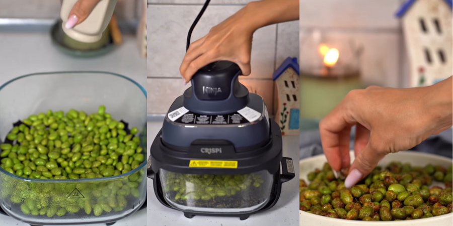Edamame la airfryerul portabil CRISPi