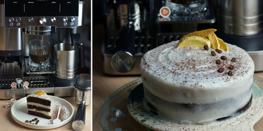 Tort vegan cu cacao și cafea la espressorul Luxe Cafe by Cu Cireșel la Joacă