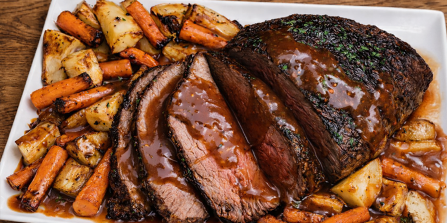 Friptură de vită cu legume și sos la multicookerul Combi 11in1