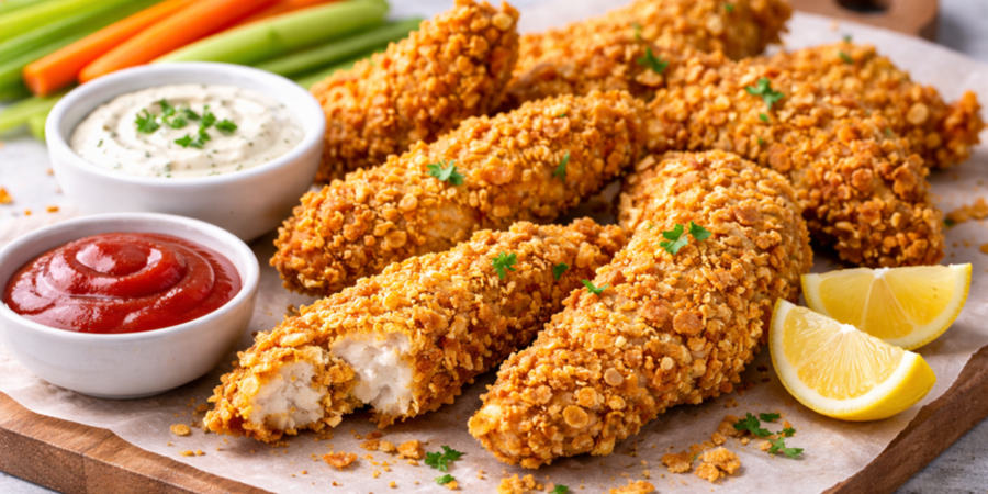 Fâșii de pui crocante cu crustă de cereale la multicookerul Combi 11in1