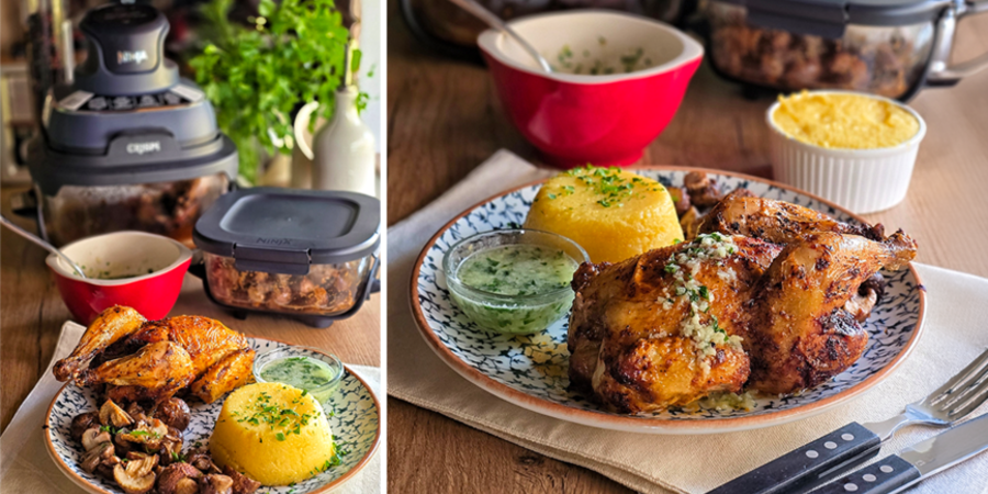 Cocoșei de pădure la CRISPi cu ciuperci și mămăligă